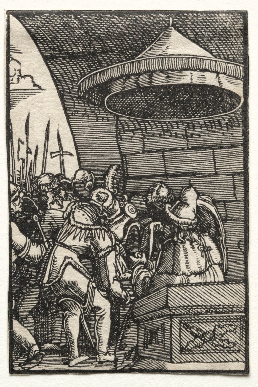 A queda e redenção do homem: Pilatos lavando as mãos, c. 1515 de Albrecht Altdorfer