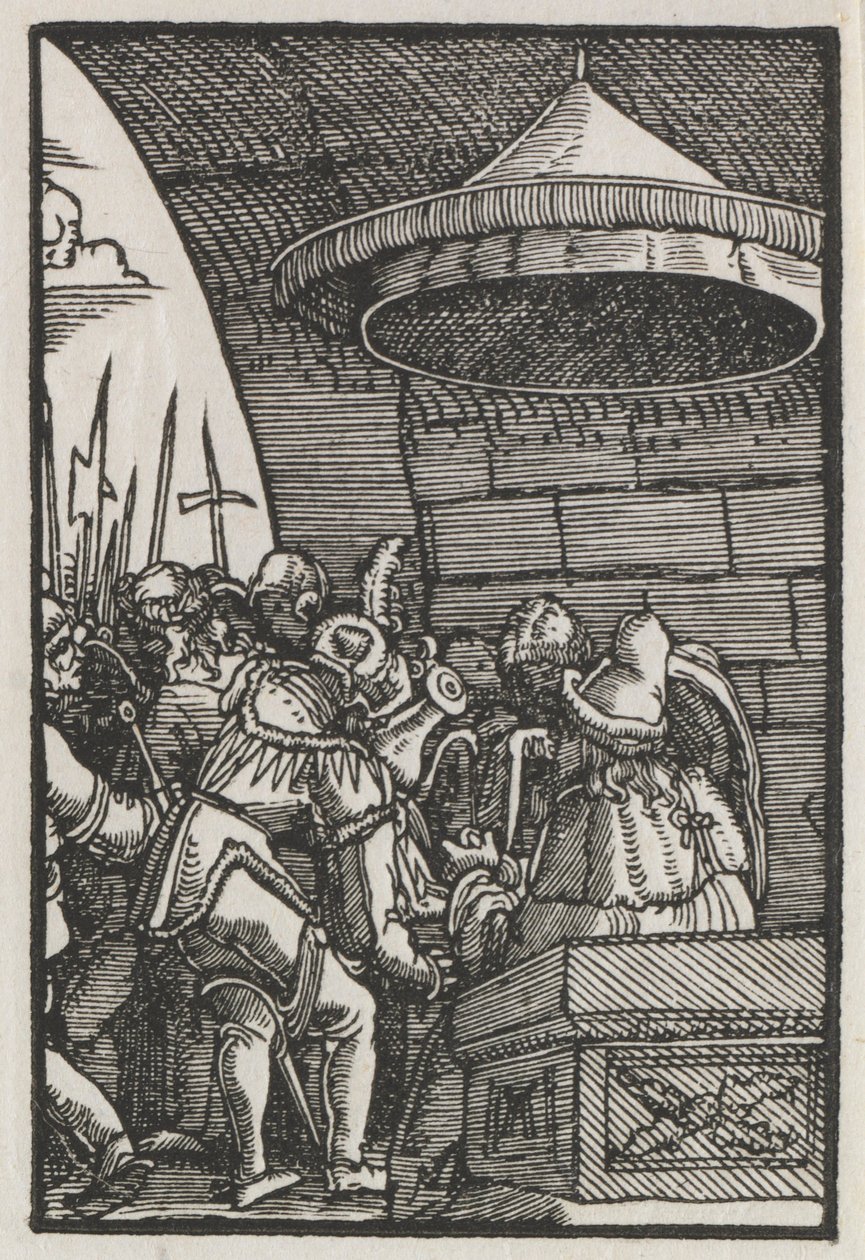 A Queda e Redenção do Homem: Pilatos Lavando as Mãos, c. 1515 de Albrecht Altdorfer