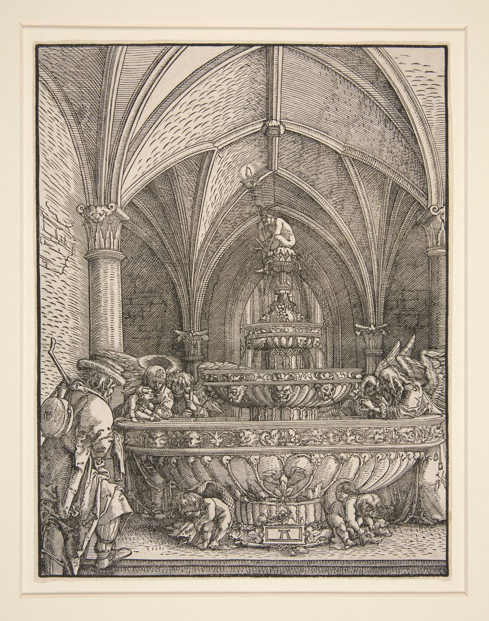 A Sagrada Família no vôo para o Egito em uma fonte de Albrecht Altdorfer