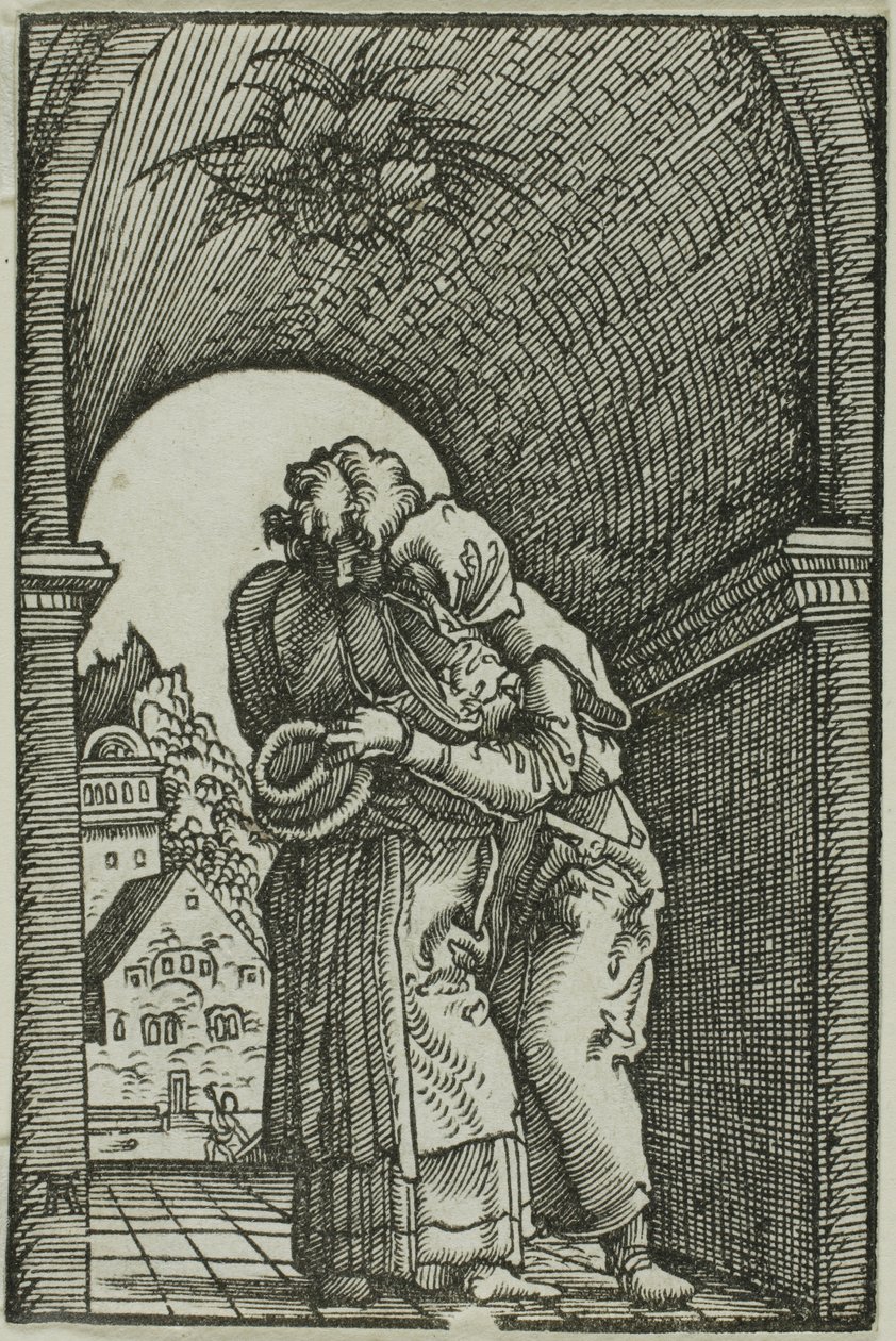 O Encontro de Joaquim e Ana, de A Queda e Redenção do Homem de Albrecht Altdorfer