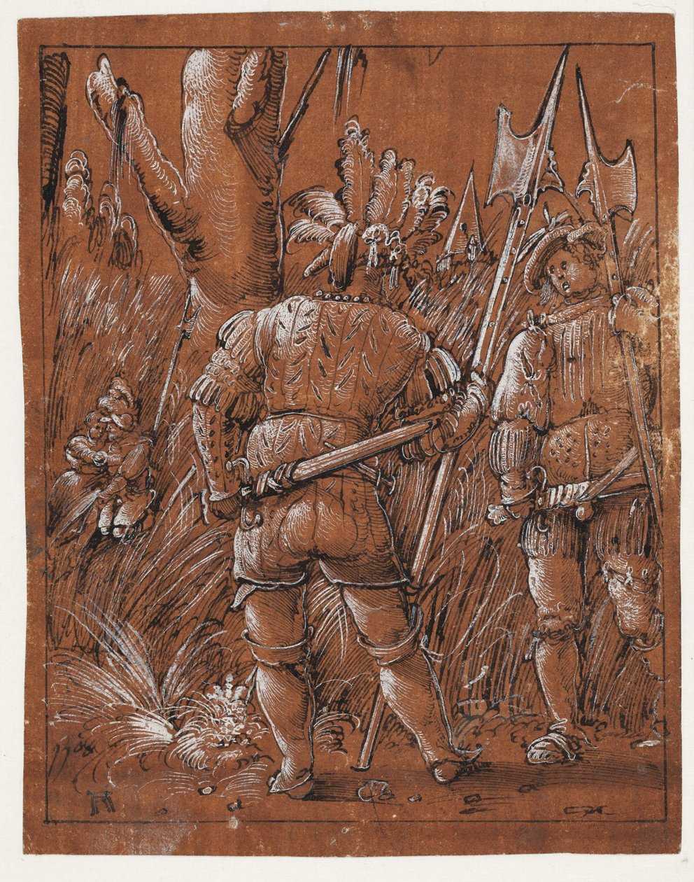 Dois lansquenets assistindo um par de amantes de Albrecht Altdorfer