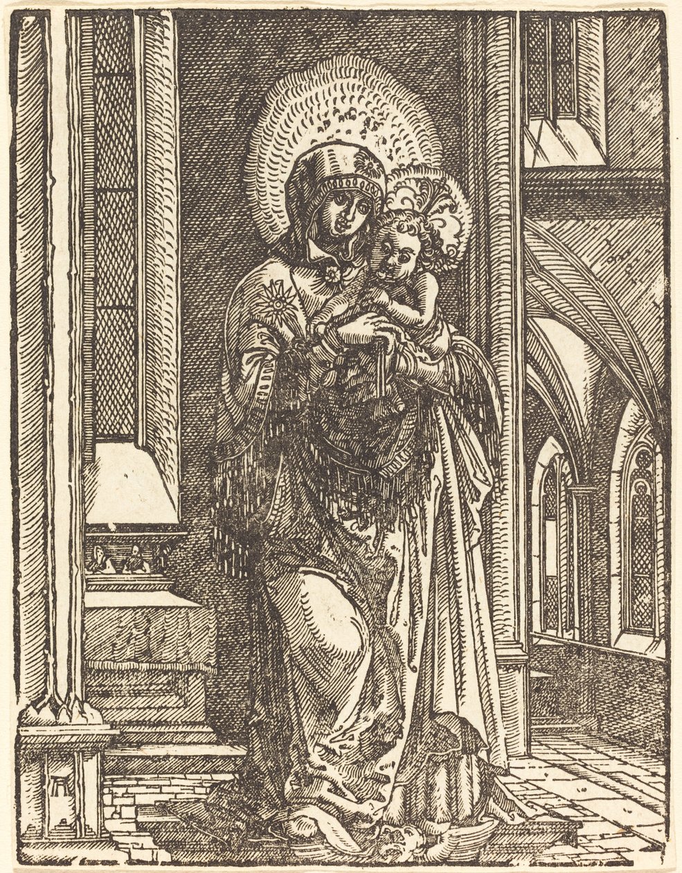 Virgem e criança em uma igreja de Albrecht Altdorfer