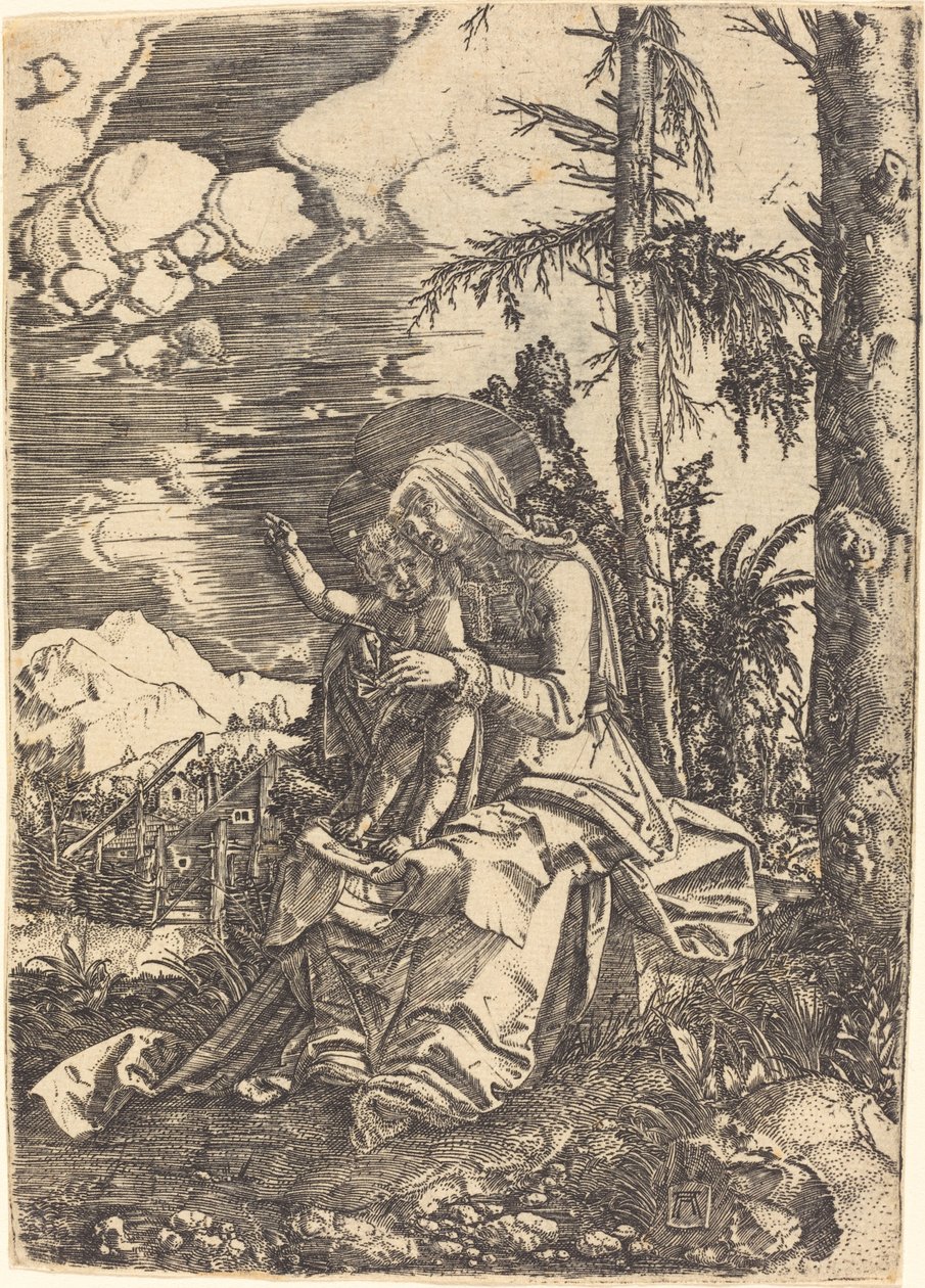 Virgem em uma paisagem de Albrecht Altdorfer