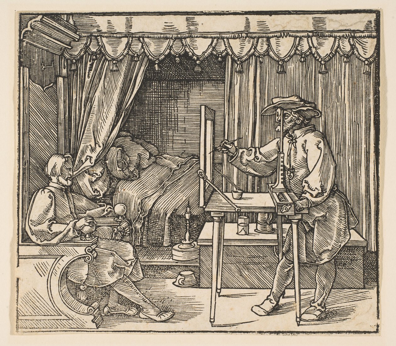 Artista desenhando um retrato de um homem.nd de Albrecht Dürer