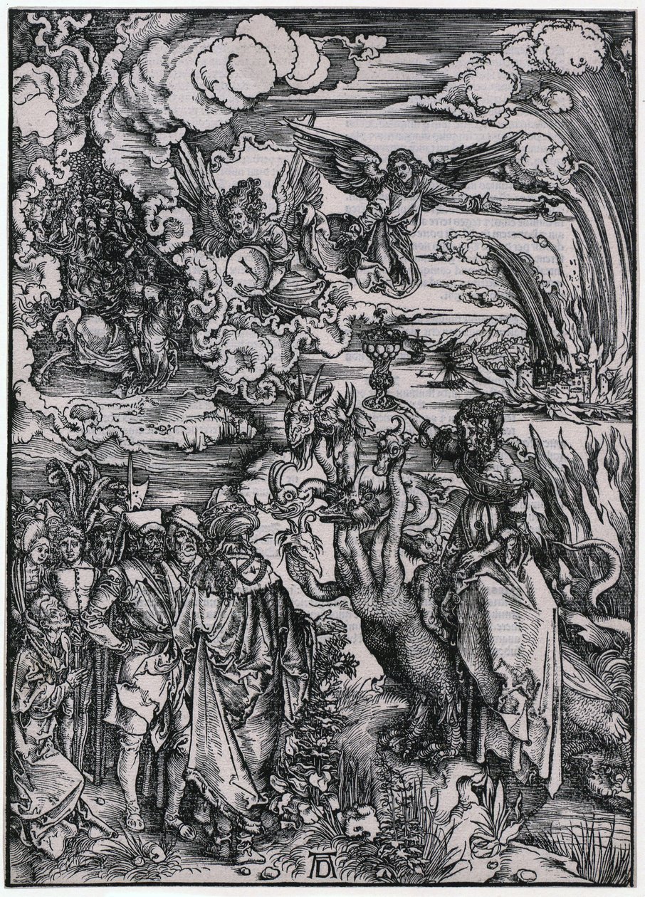 Mulher babilónica, Figura XIII, folha 15 da série «O Apocalipse» de Albrecht Dürer