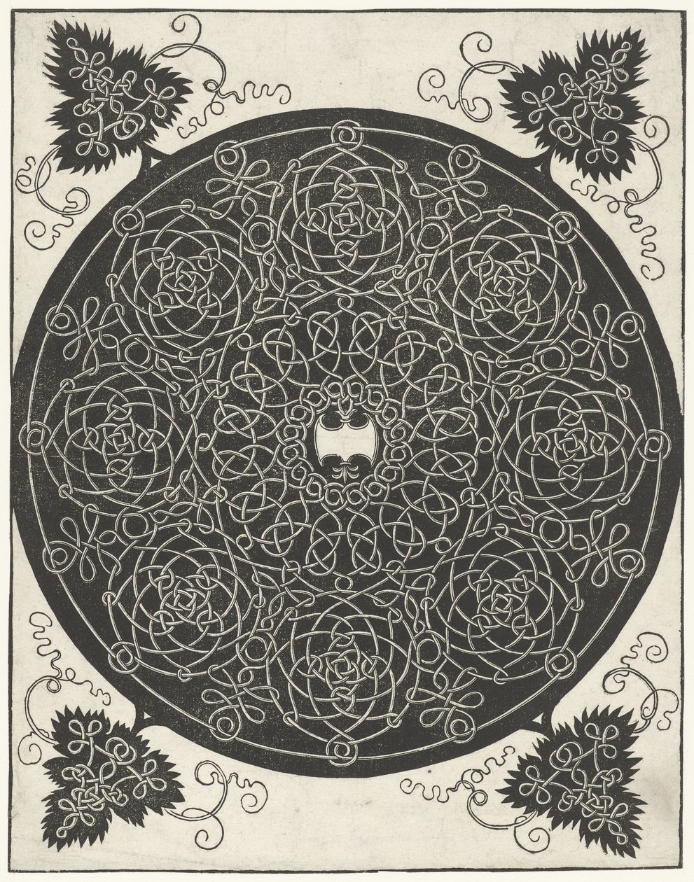 Exemplo de bordado com escudo em forma de machado de Albrecht Dürer