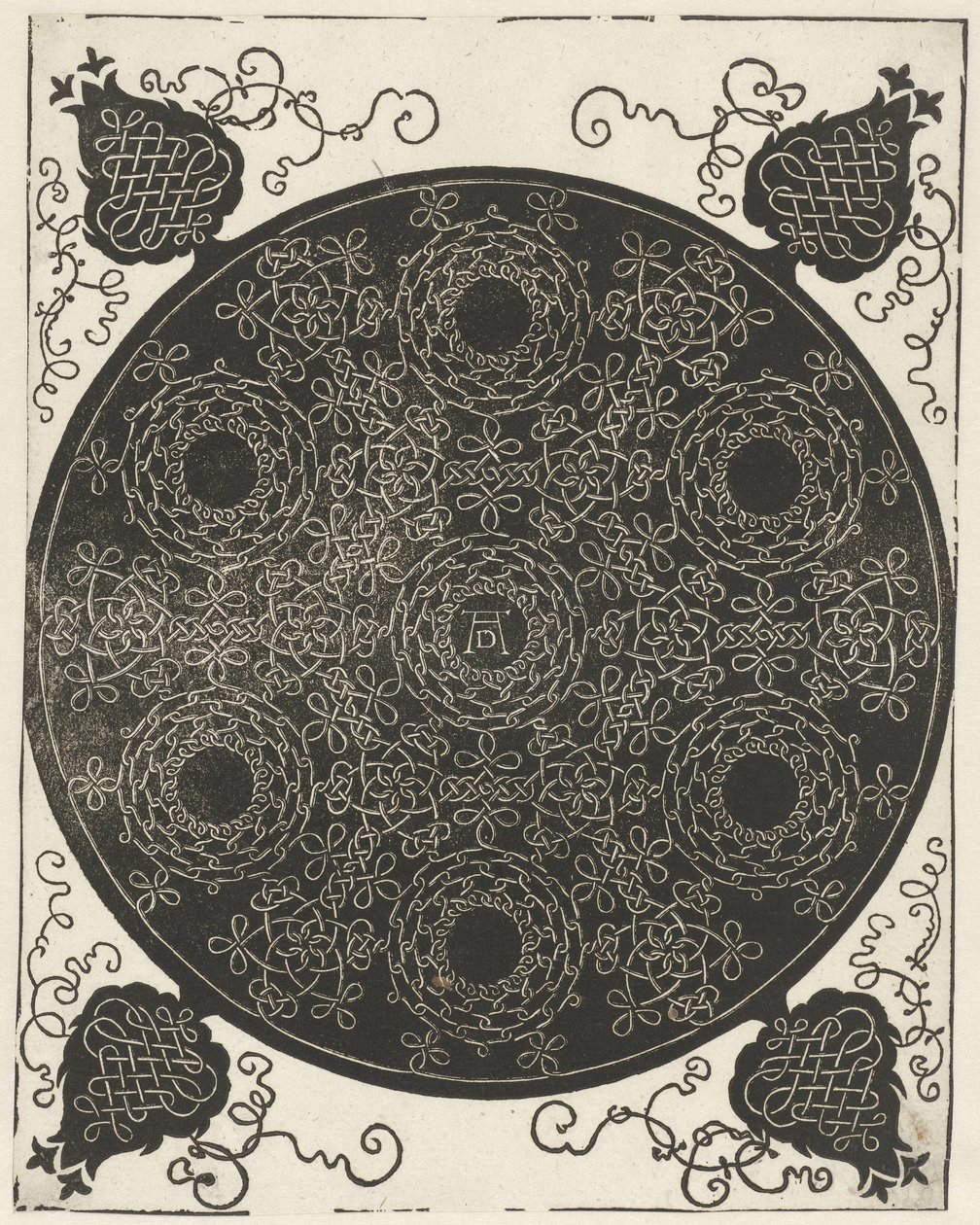 Exemplo de bordado com sete motivos em forma de coroa de Albrecht Dürer