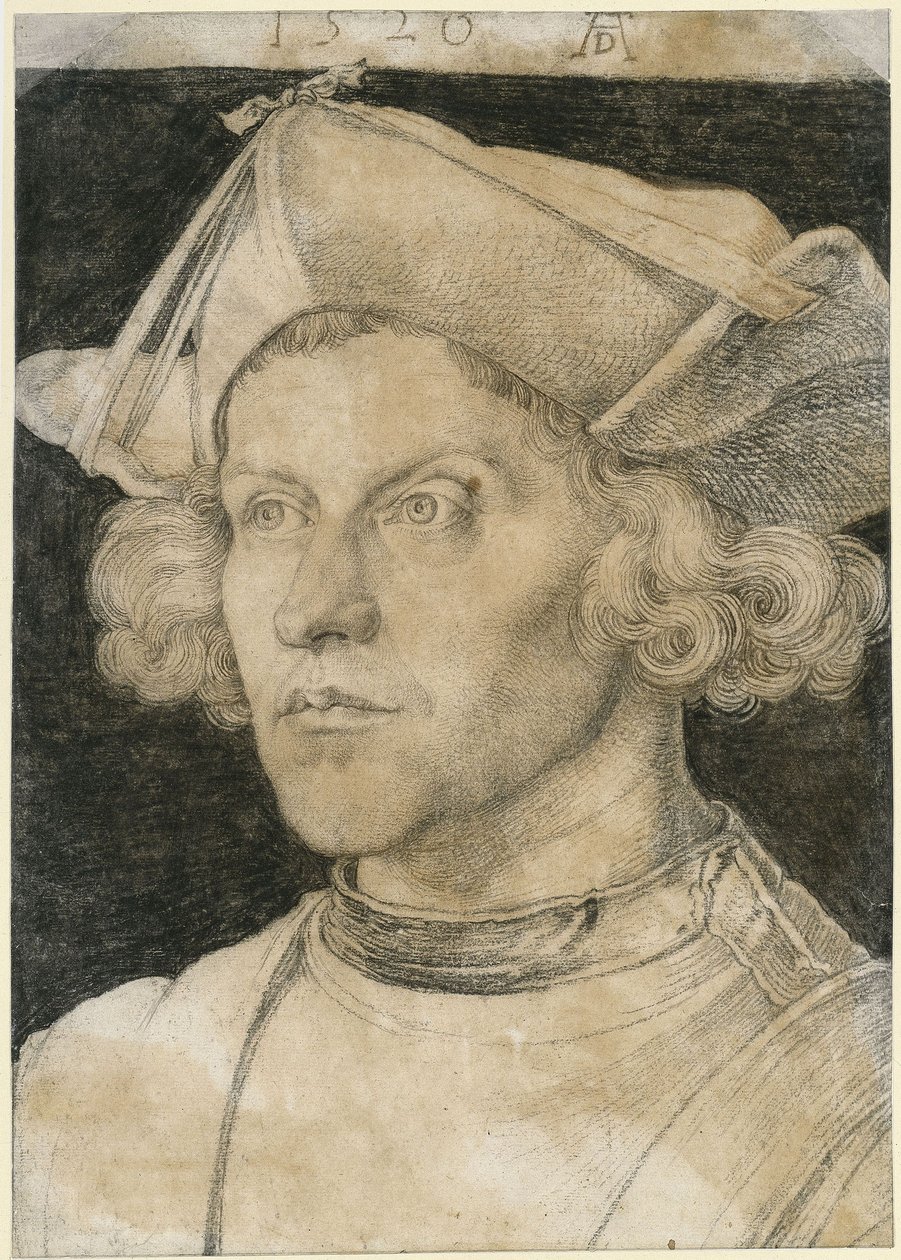 Retrato de meio corpo de um jovem de Albrecht Dürer