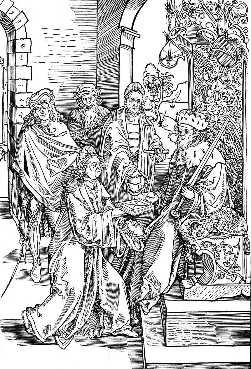 Celtes Apresentando seu livro ao eleitor da Saxônia, 1501 1906 de Albrecht Dürer