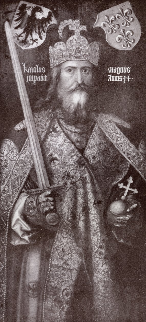 Carlos Magno, ilustração de &39;Romance e Legend of Chivalry&39; de AR Hope Moncrieff de Albrecht Dürer