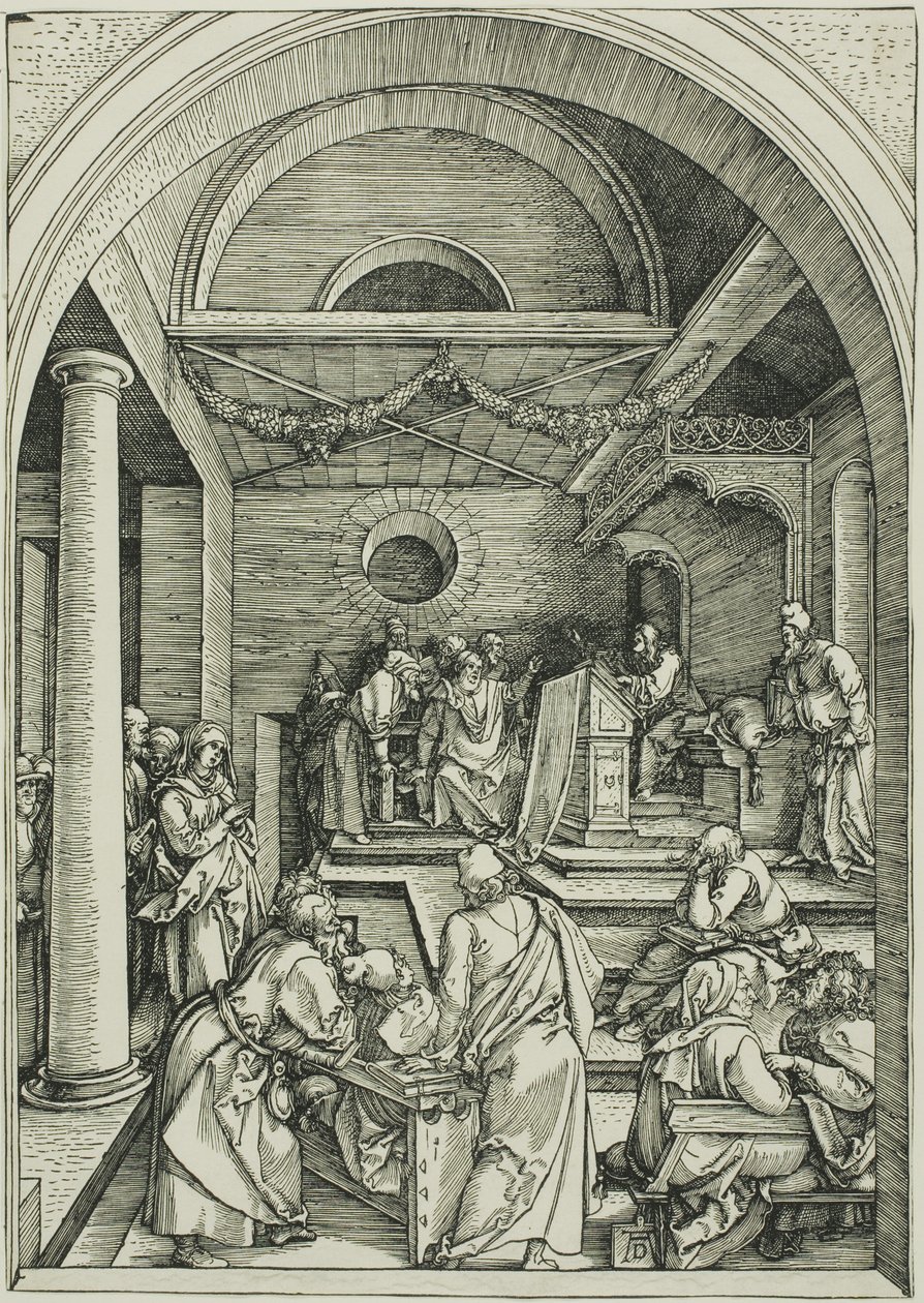 Cristo entre os médicos, de A Vida da Virgem de Albrecht Dürer