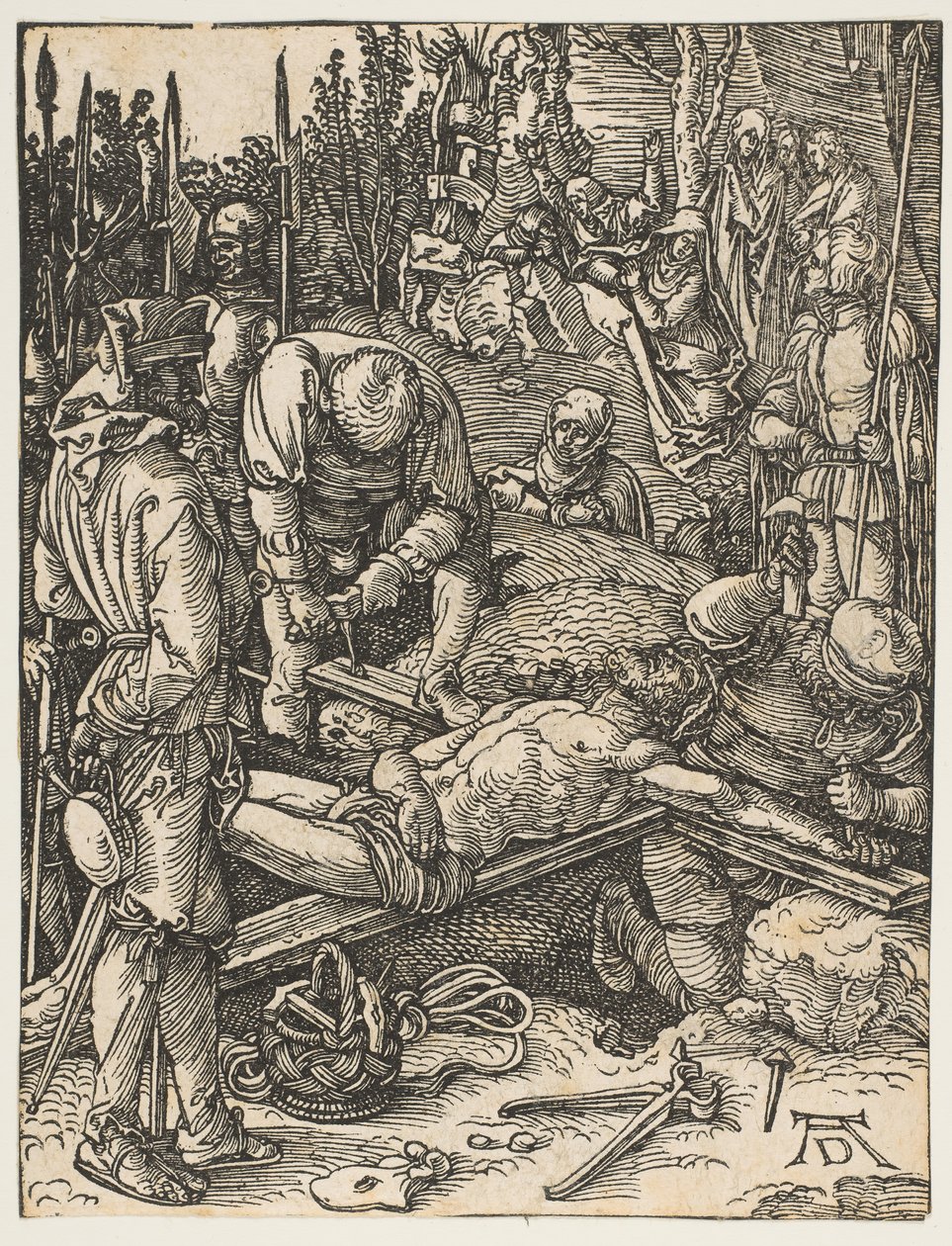 Cristo pregado na cruz, de The Small Passion, ca. 1509 de Albrecht Dürer