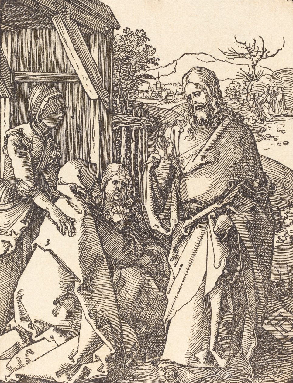 Cristo se despedindo de sua mãe, provavelmente c. 15091510. de Albrecht Dürer