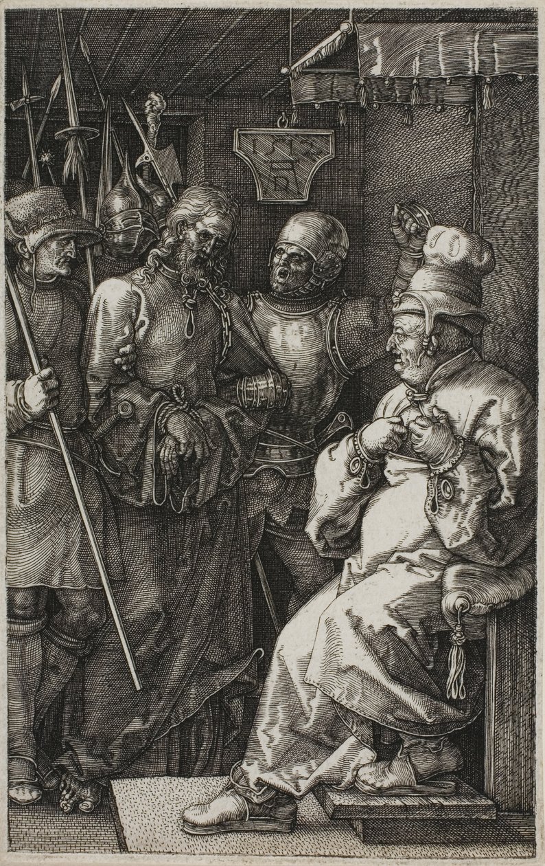 Cristo diante de Caifás, de A Paixão Gravada de Albrecht Dürer