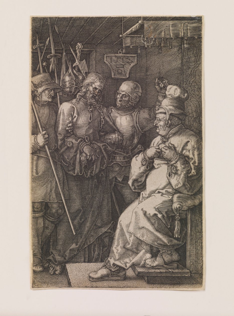 Cristo antes de Caifás, da série "A Paixão Gravada" de Albrecht Dürer