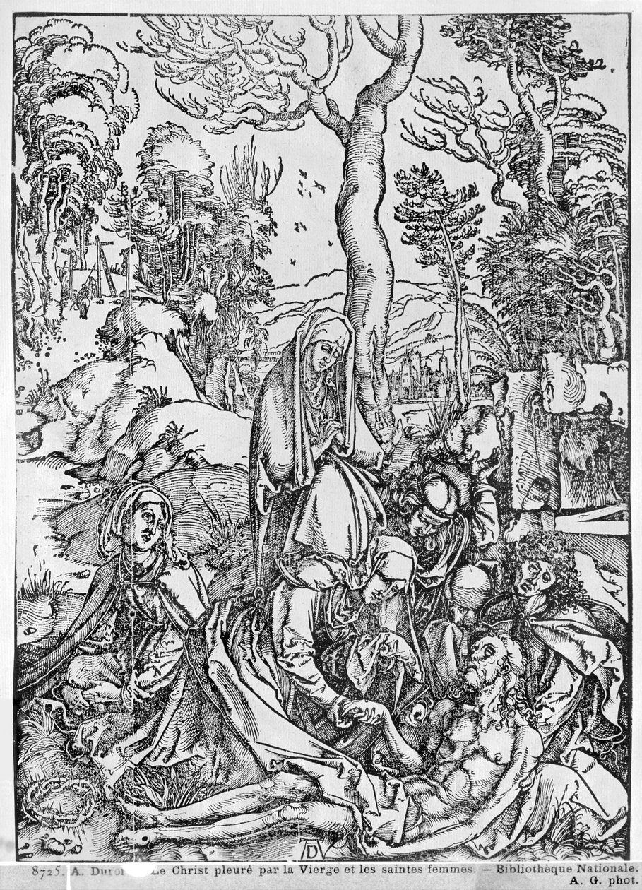 Cristo chorou pela Virgem e pelas mulheres, da série "A Grande Paixão", 1497-1500 (xilogravura) de Albrecht Dürer