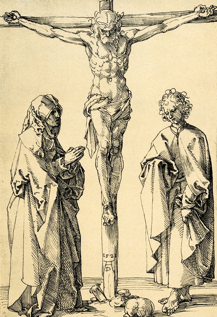 Cristo na cruz com Maria e João de Albrecht Dürer