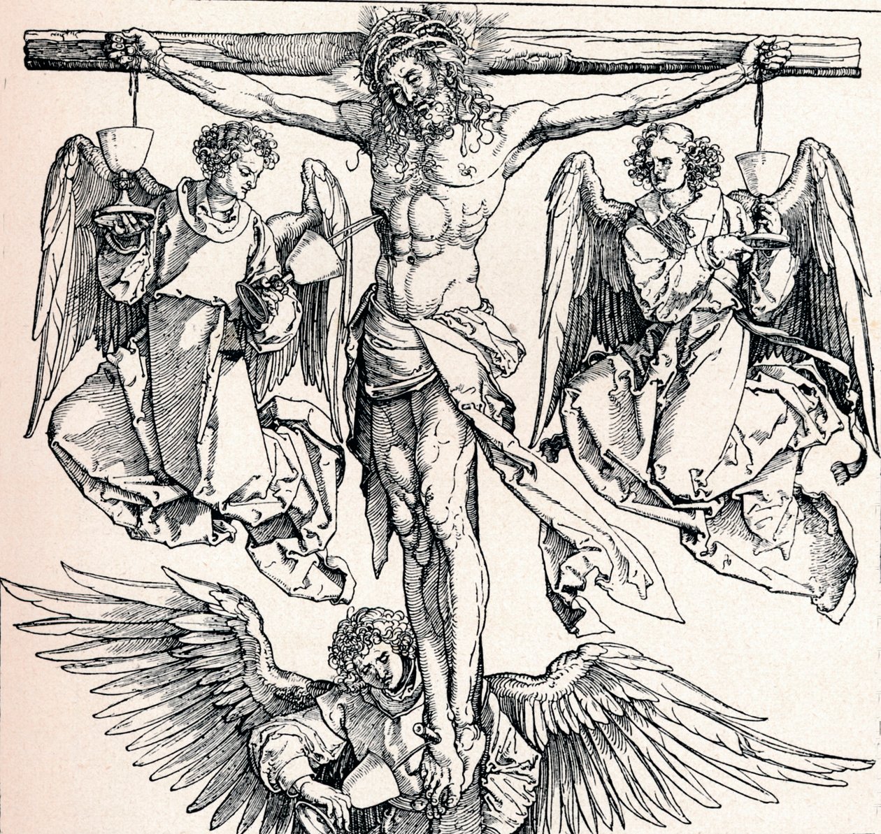 Cristo na cruz com três anjos, 1523-1525 1906 de Albrecht Dürer