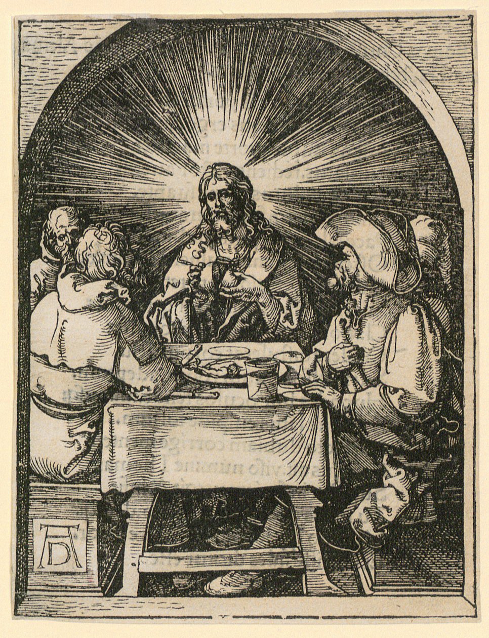 Cristo em Emaús, folha 33 da série «Pequena Paixão em xilogravura» de Albrecht Dürer