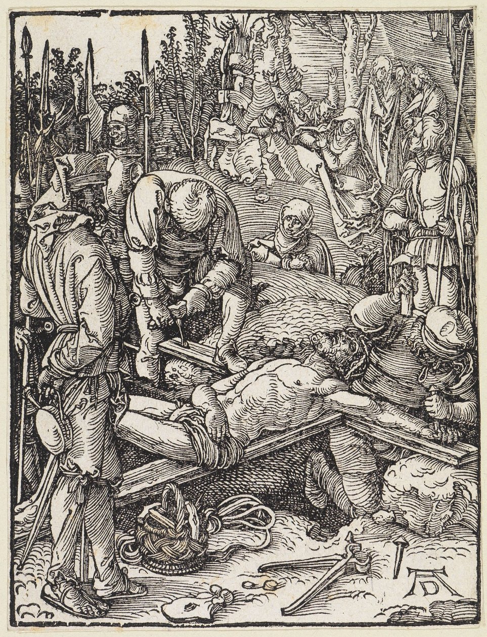 Cristo é pregado na cruz de Albrecht Dürer