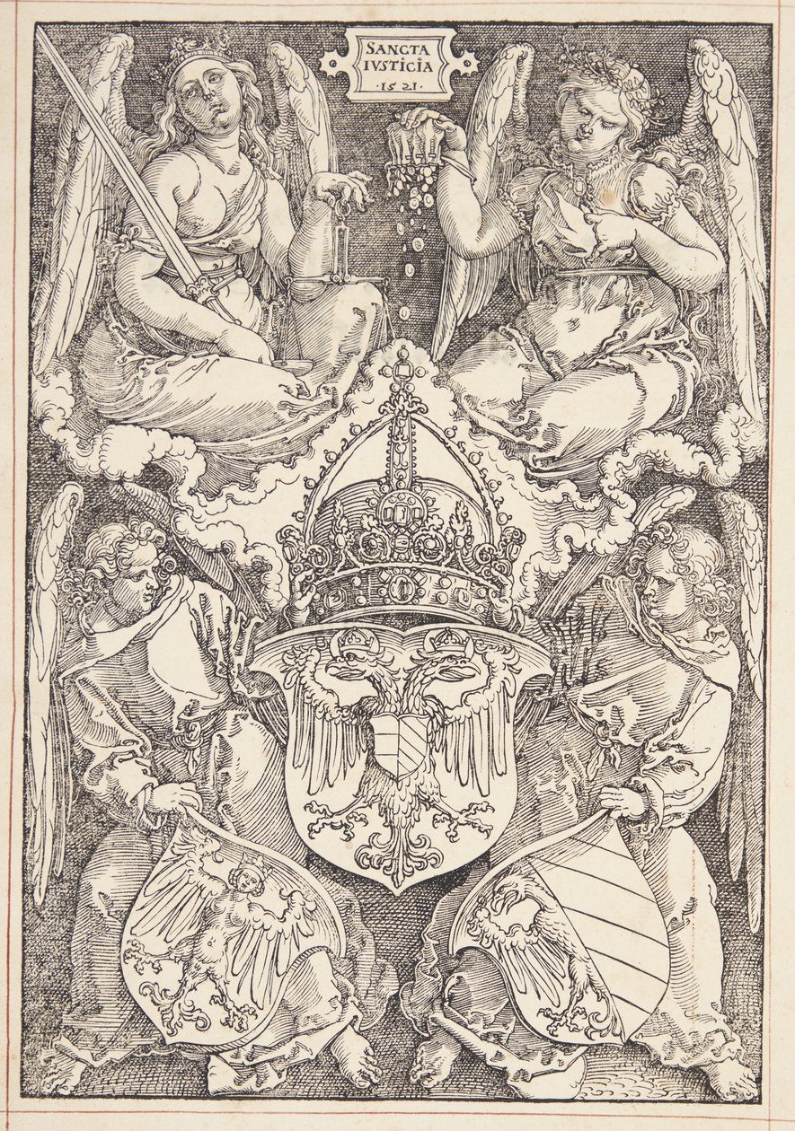 Brasão do Império e a cidade de Nuremberg de Albrecht Dürer