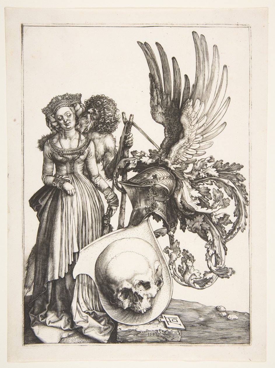 Brasão de armas com uma caveira de Albrecht Dürer