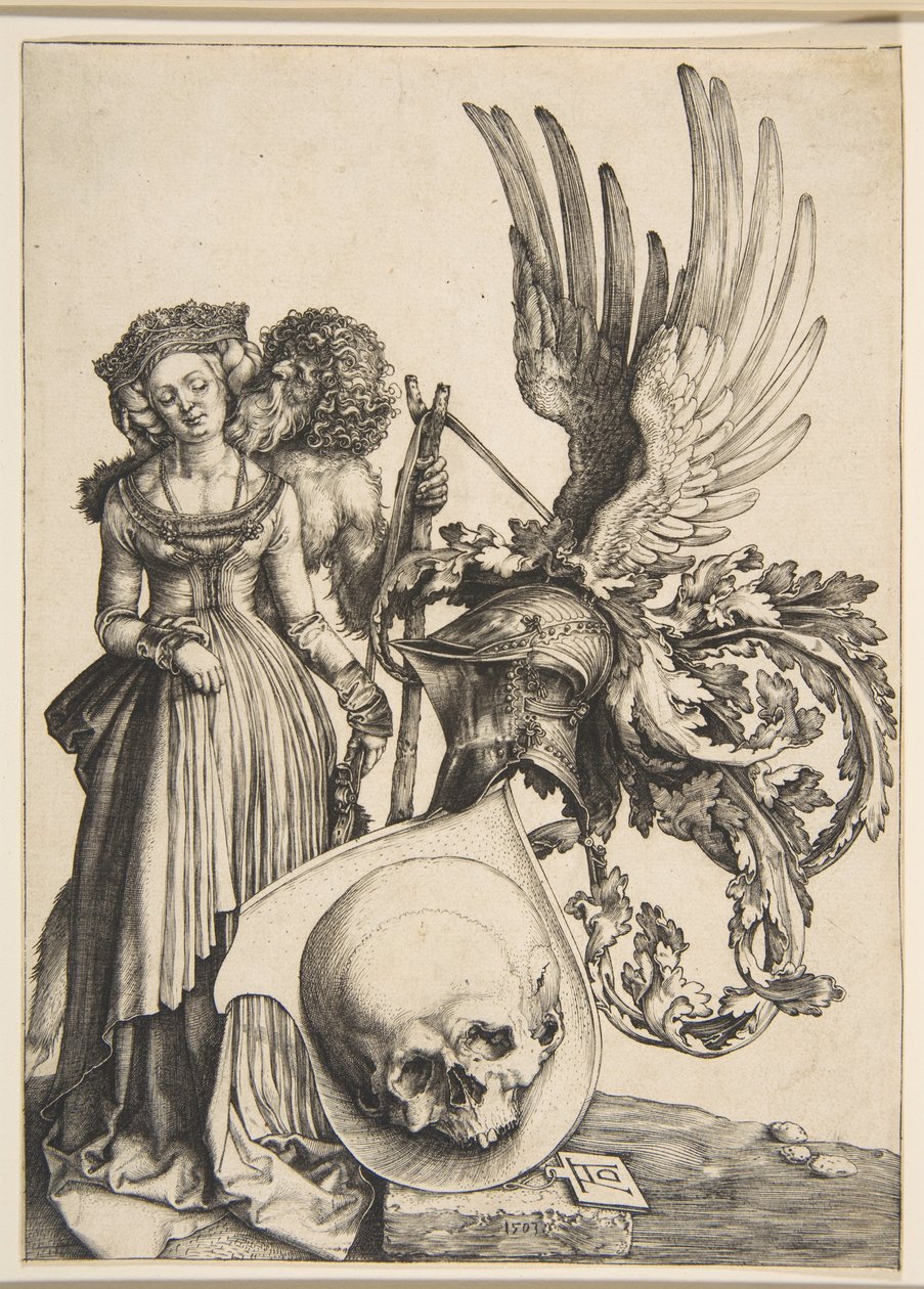 Brasão de armas com uma caveira de Albrecht Dürer