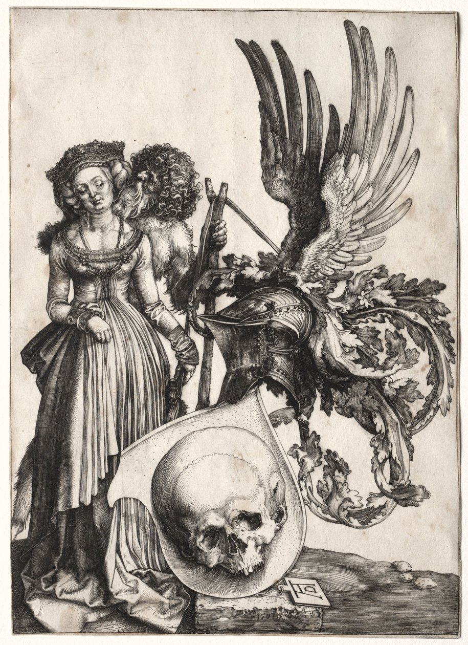 Brasão de armas com uma caveira, 1503. de Albrecht Dürer
