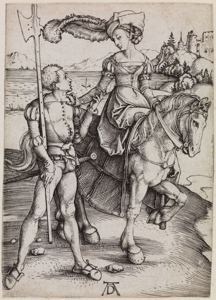 A jovem dama a cavalo e o lansquenete de Albrecht Dürer