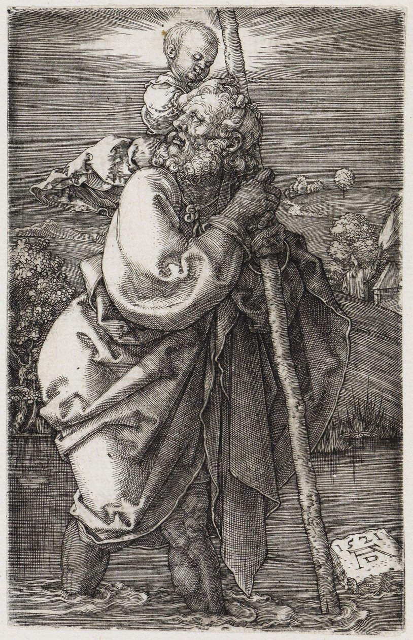 São Cristóvão com a cabeça virada para trás de Albrecht Dürer
