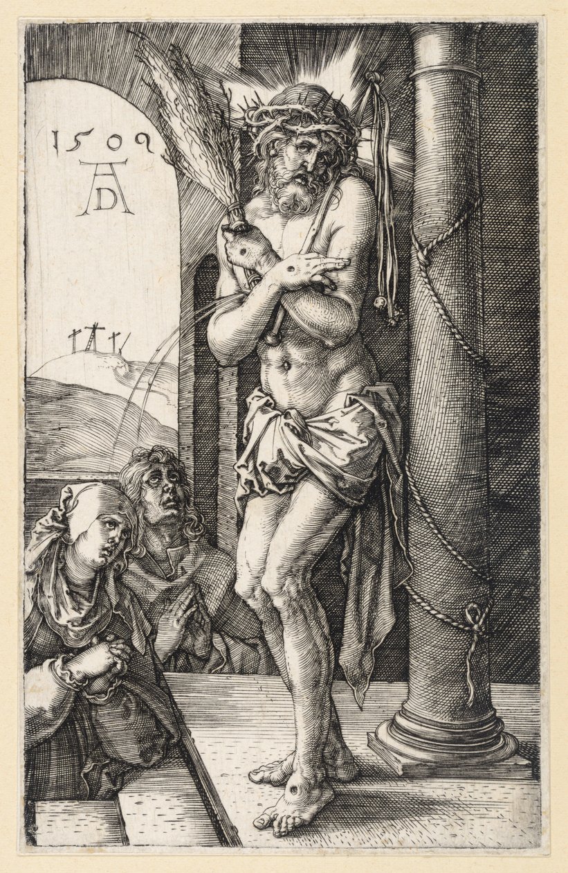 O Homem das Dores junto à coluna da flagelação (Paixão gravada) de Albrecht Dürer