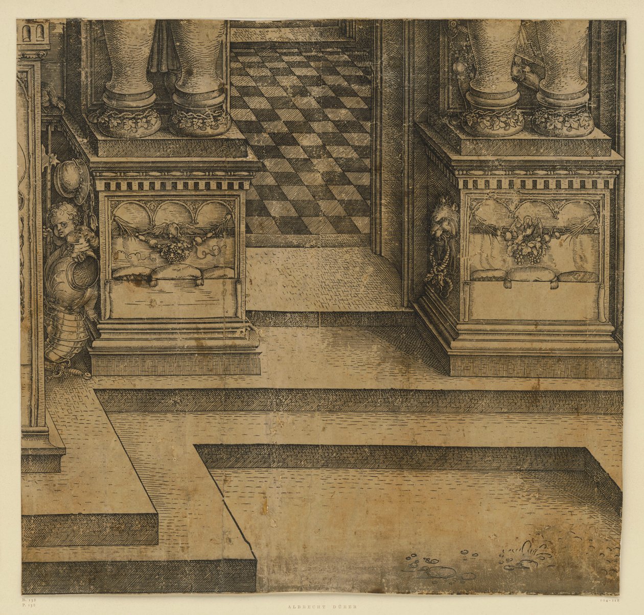 O Arco do Triunfo do imperador Maximiliano I (21): Os pedestais do portal direito de Albrecht Dürer