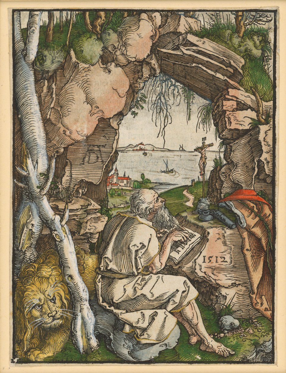São Jerónimo na gruta escavada na rocha de Albrecht Dürer