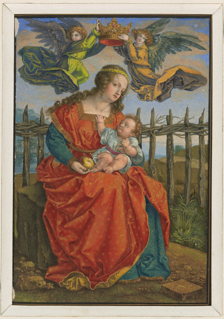 A Virgem coroada por dois anjos de Albrecht Dürer