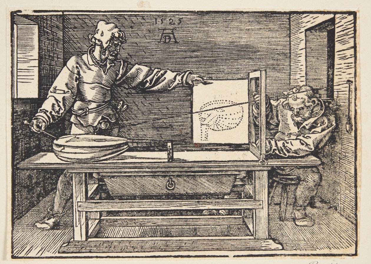 Desenhista desenhando um alaúde de Albrecht Dürer