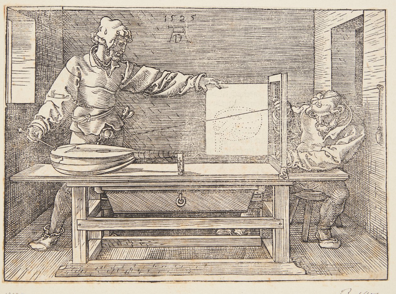 Desenhista desenhando um alaúde de Albrecht Dürer