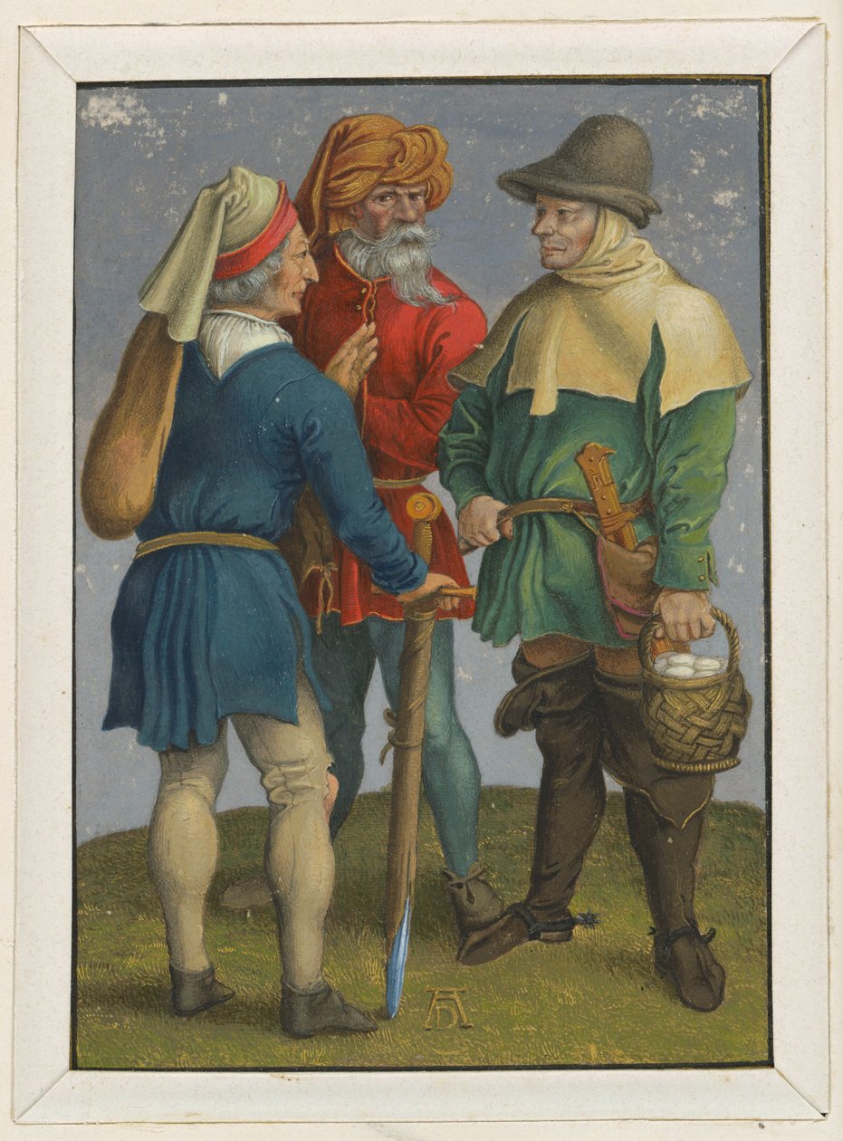 Três camponeses em conversa de Albrecht Dürer