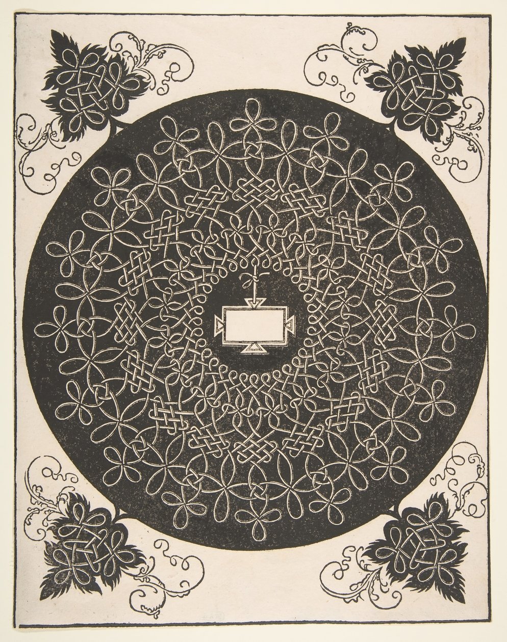 Padrão de bordado com um painel oblongo em seu centro, 1521 antes. de Albrecht Dürer