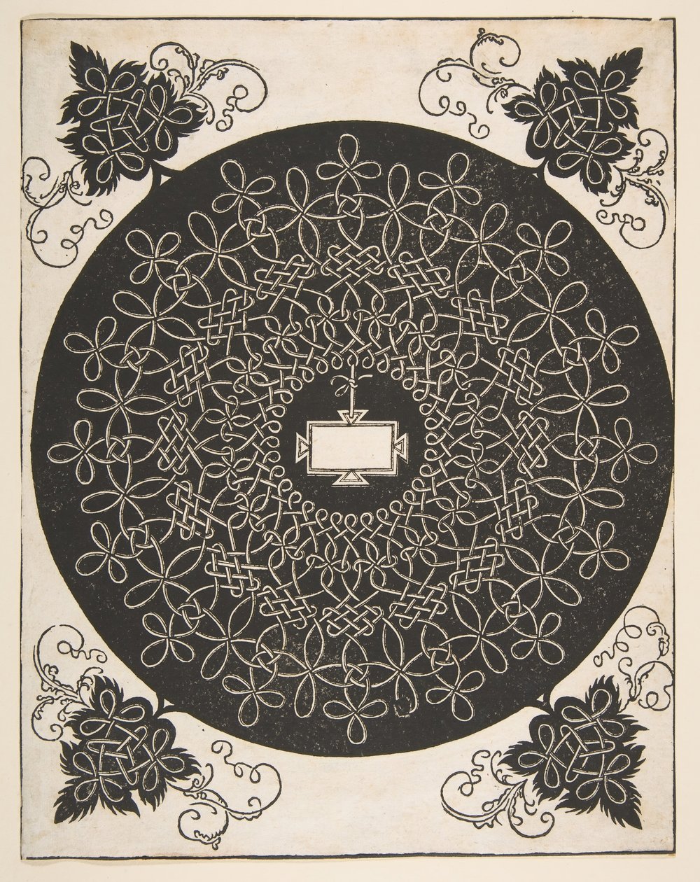 Padrão de bordado com um painel oblongo em seu centro, 1521 antes. de Albrecht Dürer