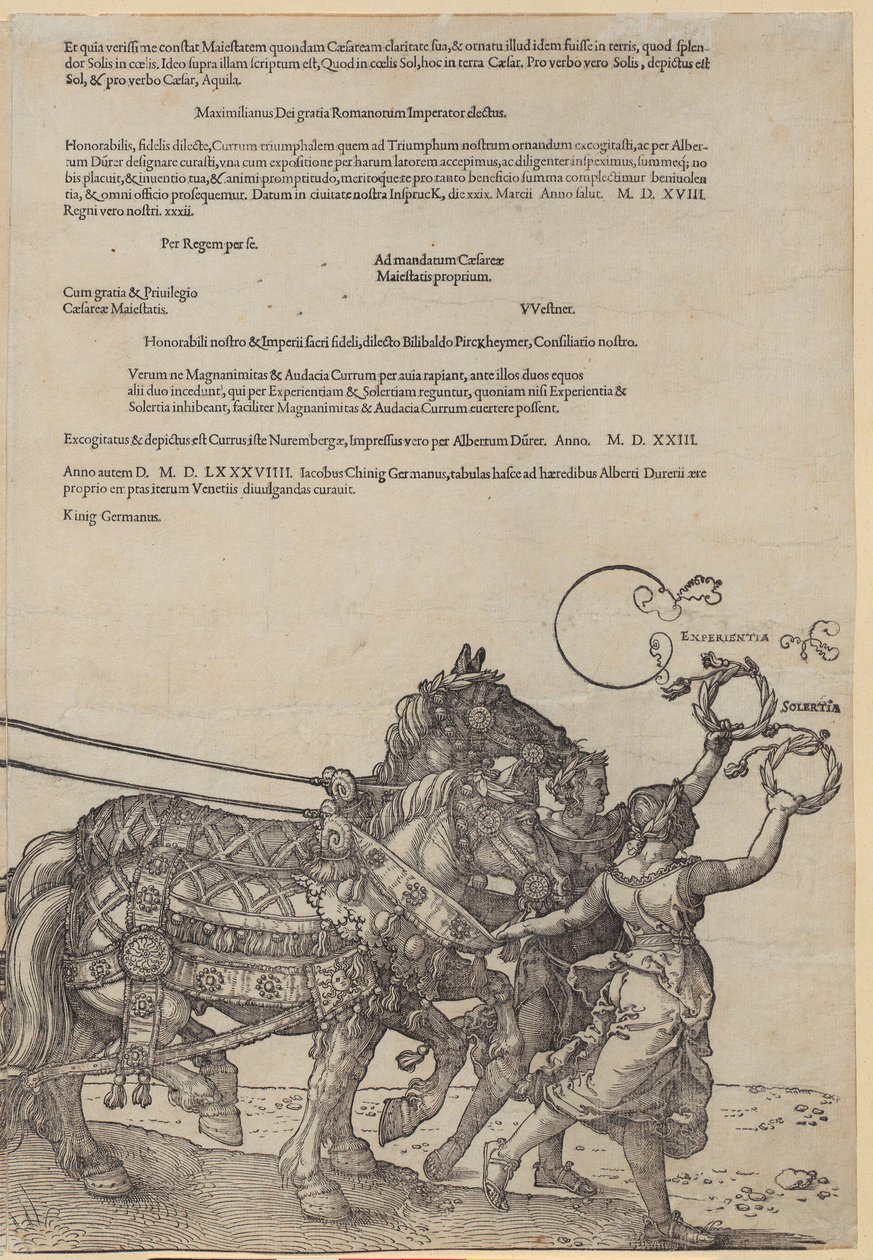 Experientia, folha 8 da série «A Grande Carruagem do Triunfo» de Albrecht Dürer