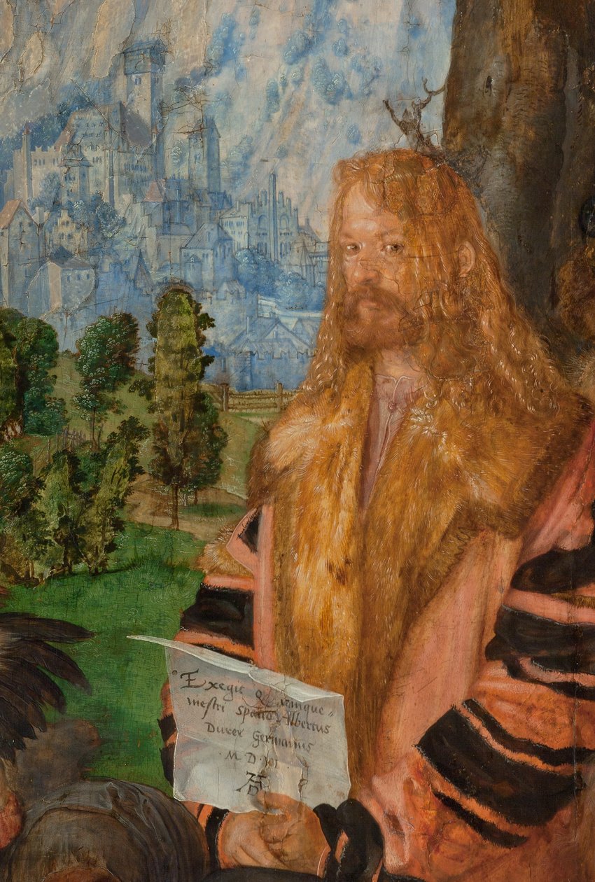 Festa do Rosário, pormenor no canto superior direito:
Autorretrato de Albrecht Dürer