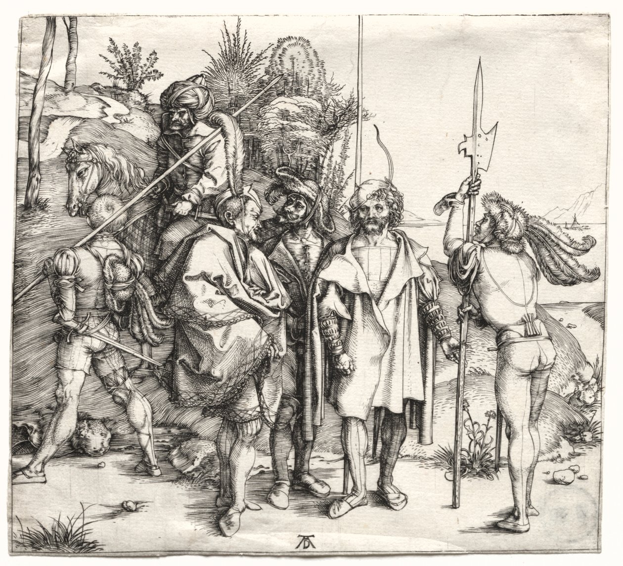 Cinco soldados e um turco a cavalo de Albrecht Dürer