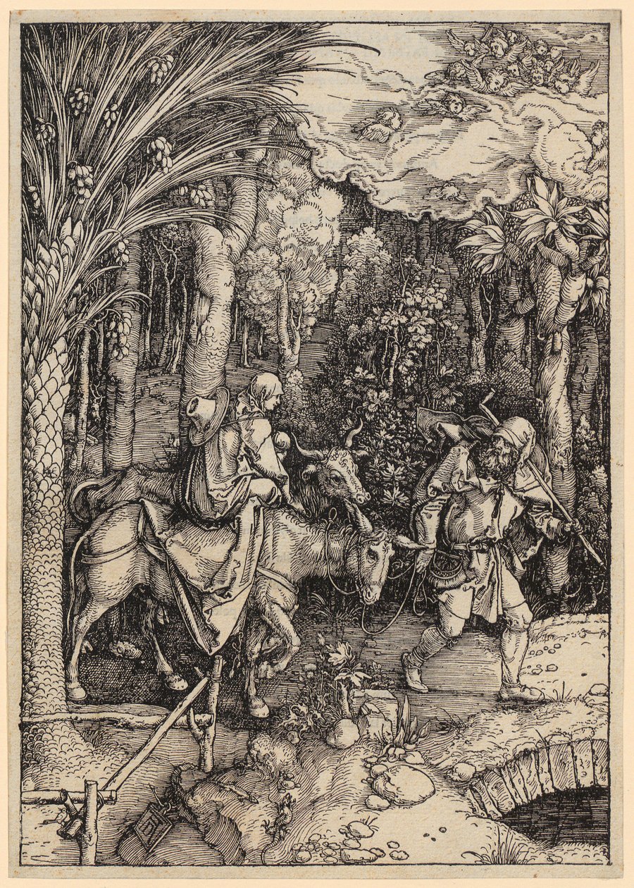 Fuga para o Egito, folha 14 da série «A Vida da Virgem» de Albrecht Dürer