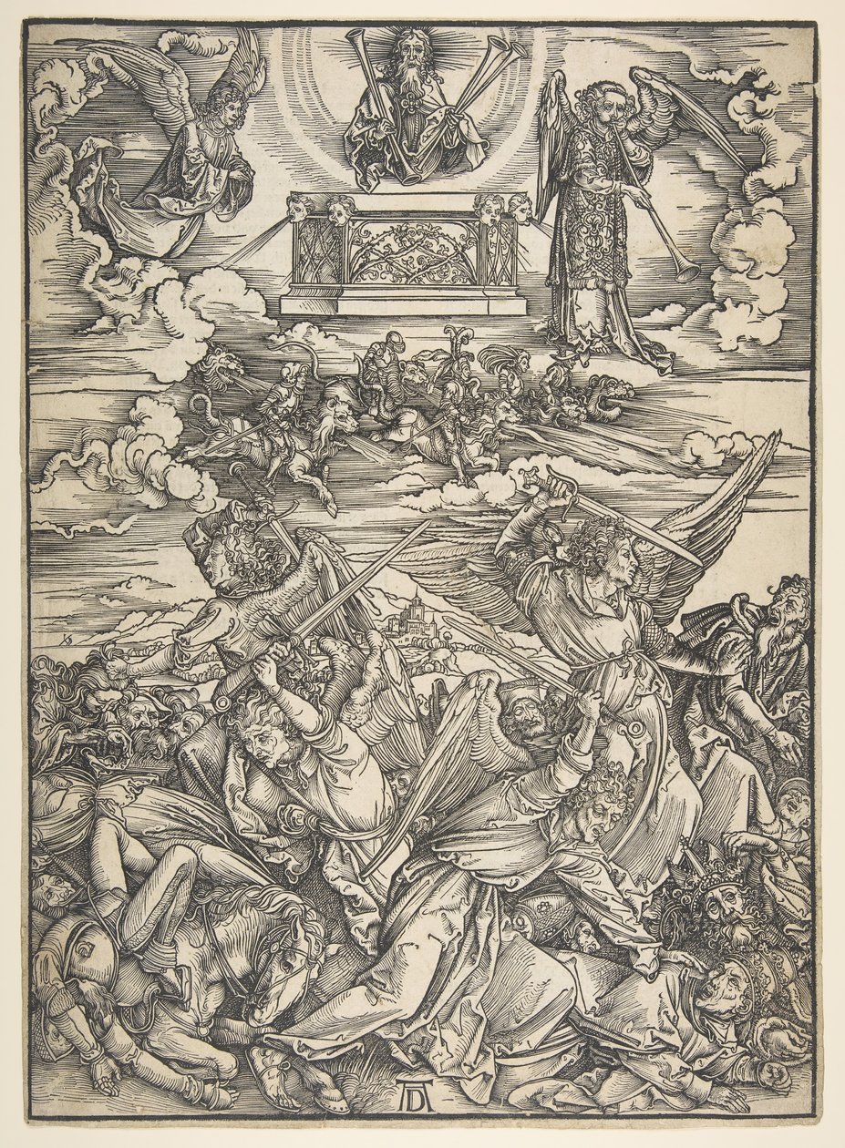 Quatro Anjos Vingadores, da série Apocalipse. de Albrecht Dürer