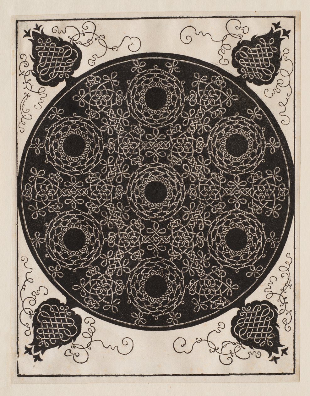 Quarto nó, 7 grupos circulares de nós com centros pretos de Albrecht Dürer