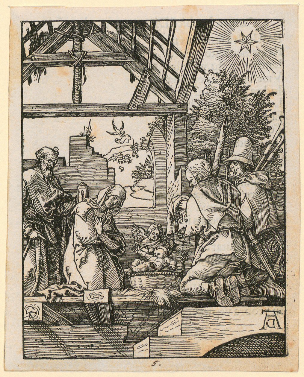 Nascimento de Cristo, folha 5 da série «Pequena Paixão em xilogravura» de Albrecht Dürer