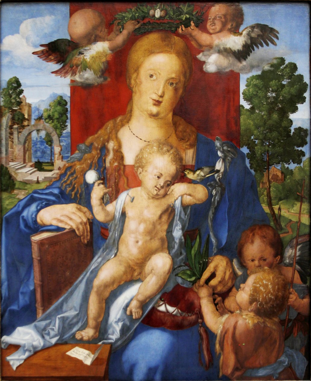 Alemão: Die Madonna mit dem Zeisig A Madona com o Siskin de Albrecht Dürer