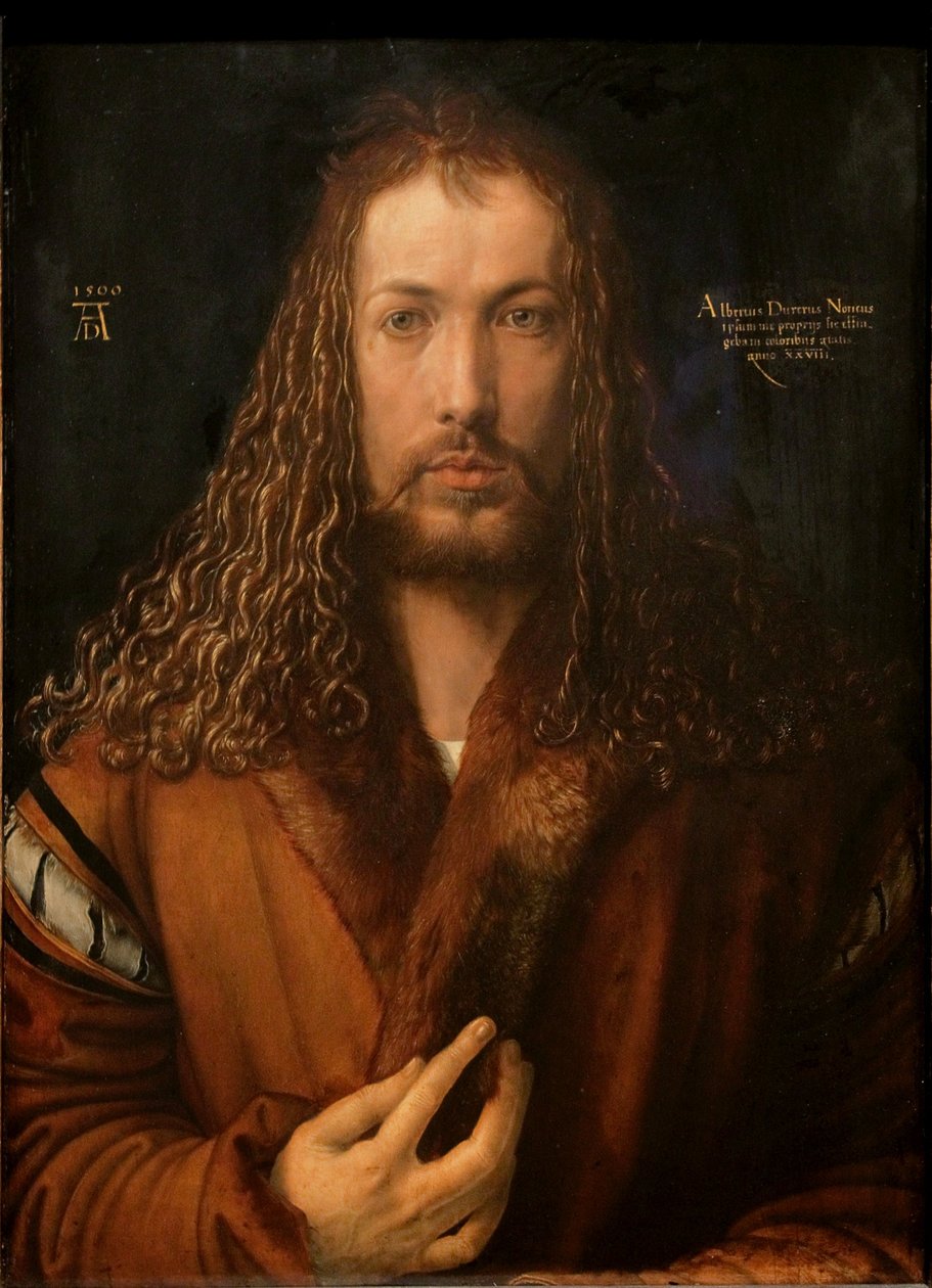 Alemão: Selbstbildnis im Pelzrock Autorretrato com manto de peles de Albrecht Dürer