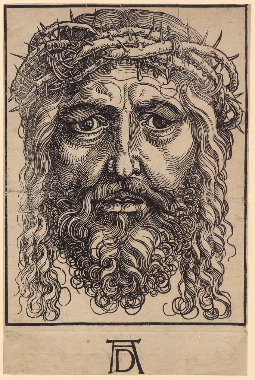 Grande cabeça de Cristo com coroa de espinhos de Albrecht Dürer