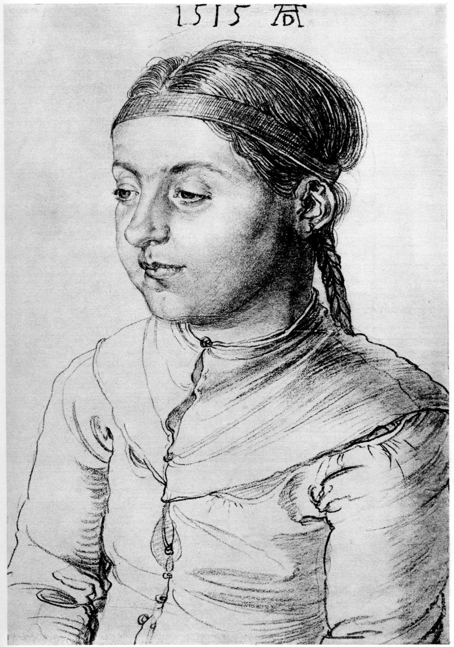 Cabeça de uma menina, 1515, 1936 de Albrecht Dürer